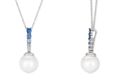 Le Vian Vanilla Pearl™ (10mm) & Multi-Sapphire (1/3 ct. t.w.) 18" Pendant Necklace in 14k White Gold